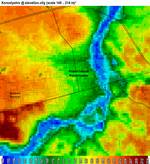 Korostyshiv elevation map