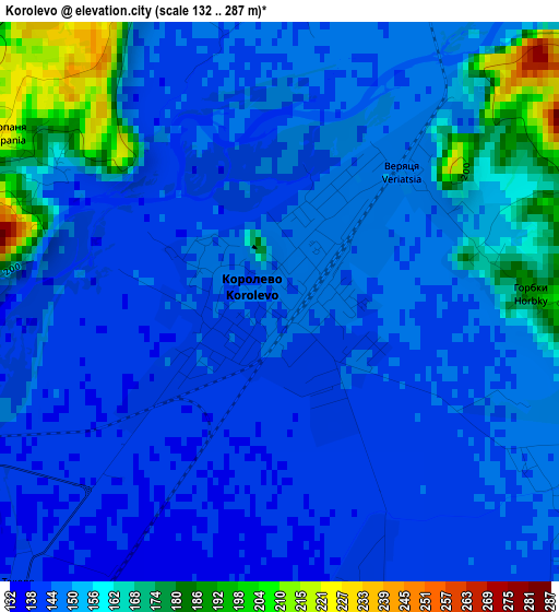 Korolevo elevation map