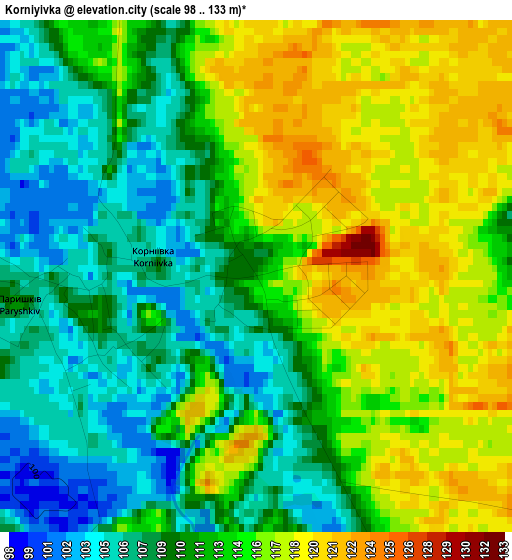 Korniyivka elevation map