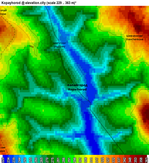 Kopayhorod elevation map