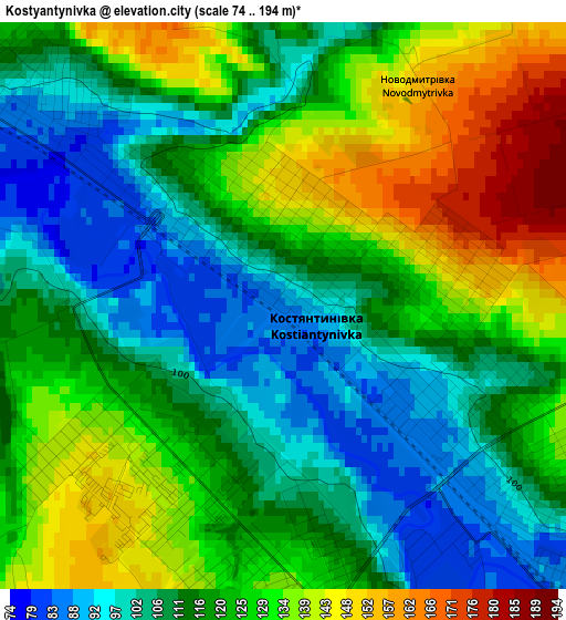 Kostyantynivka elevation map