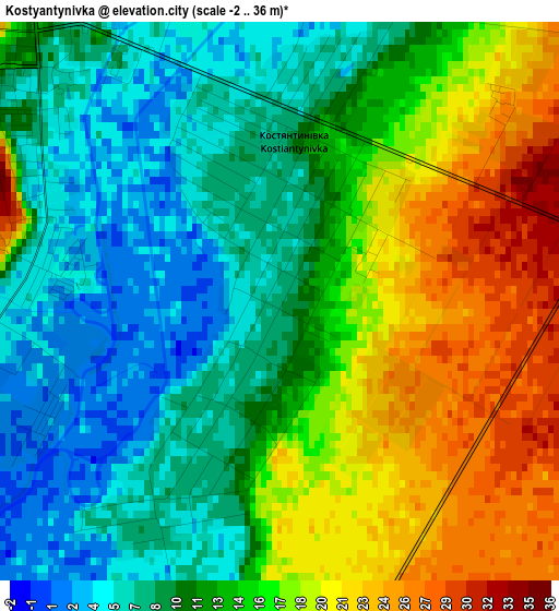 Kostyantynivka elevation map