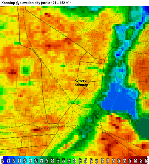 Konotop elevation map