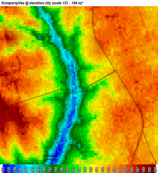 Kompaniyivka elevation map