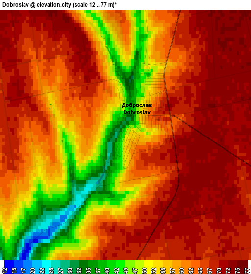 Dobroslav elevation map