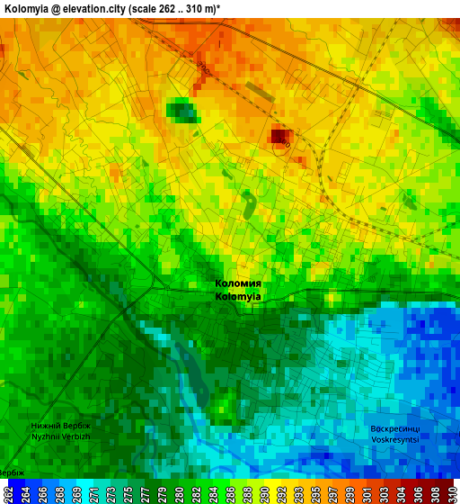 Kolomyia elevation map