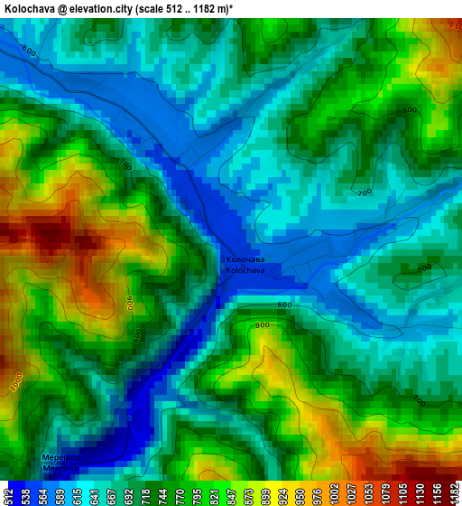 Kolochava elevation map