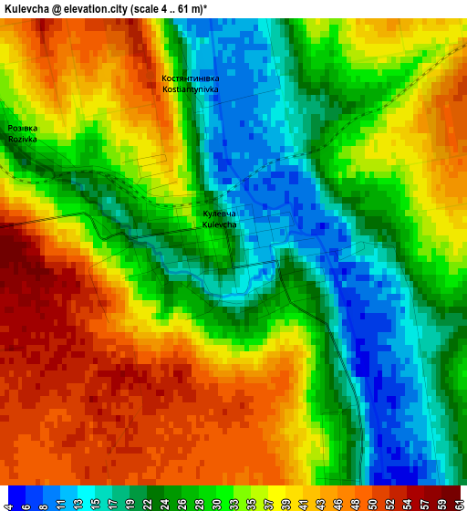 Kulevcha elevation map