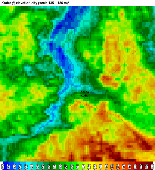 Kodra elevation map