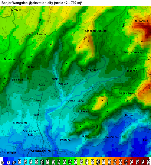 Banjar Wangsian elevation map