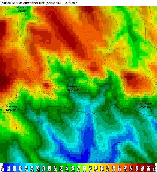 Klishkivtsi elevation map