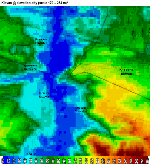 Klevan elevation map