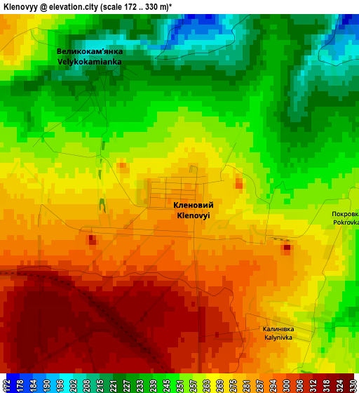 Klenovyy elevation map