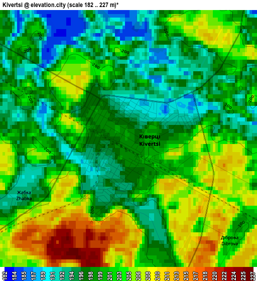 Kivertsi elevation map