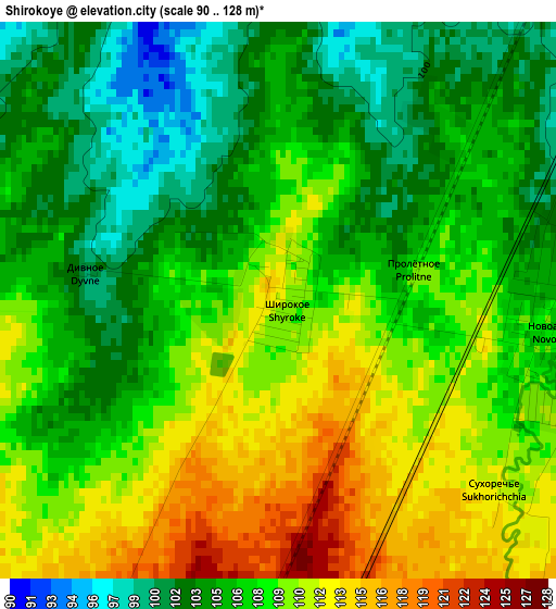 Shirokoye elevation map