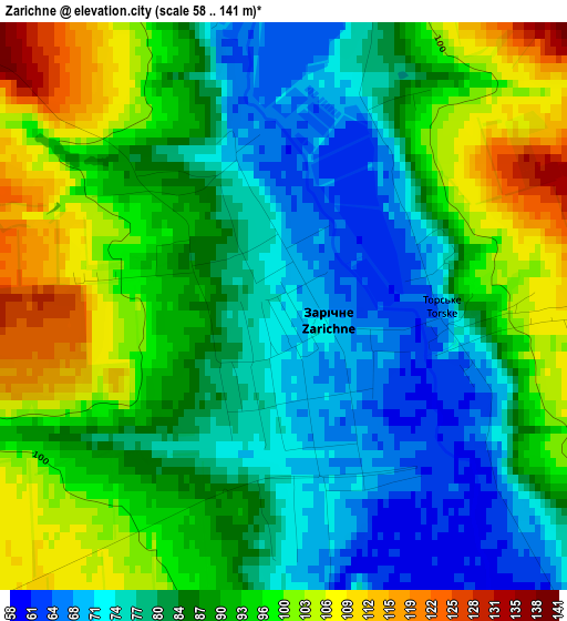 Zarichne elevation map