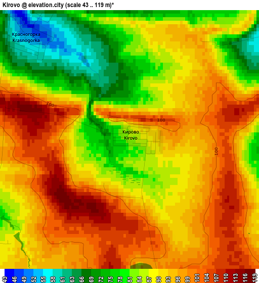 Kirovo elevation map