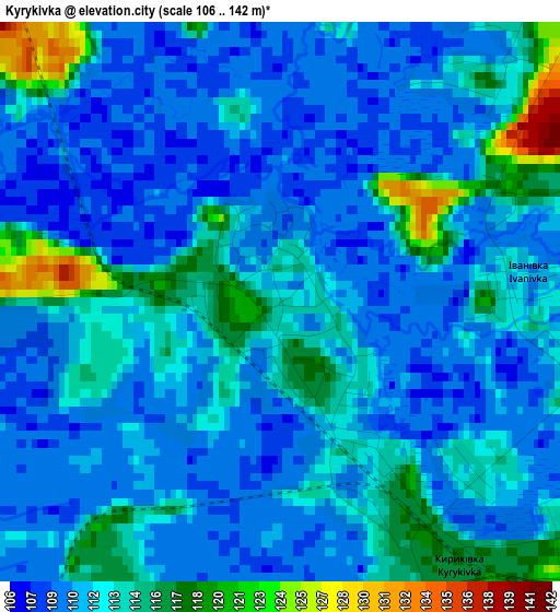 Kyrykivka elevation map