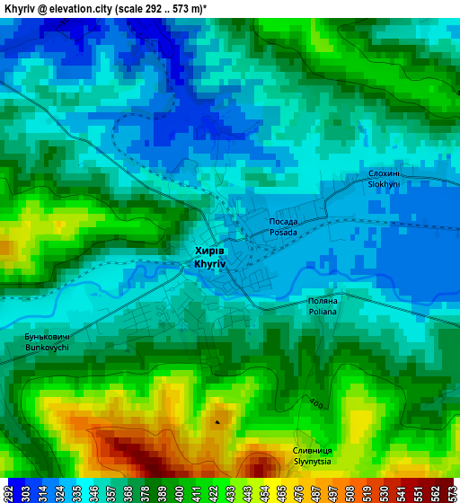 Khyriv elevation map