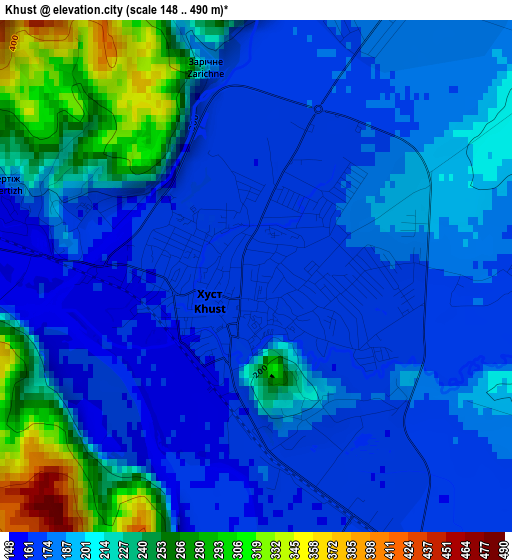 Khust elevation map