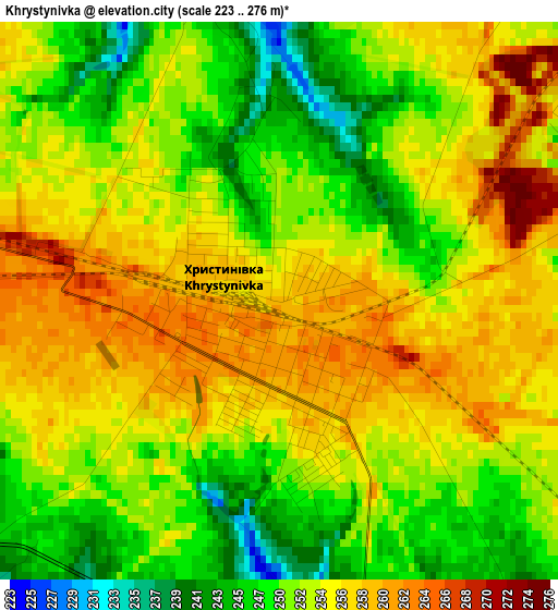 Khrystynivka elevation map