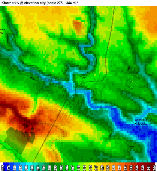 Khorostkiv elevation map