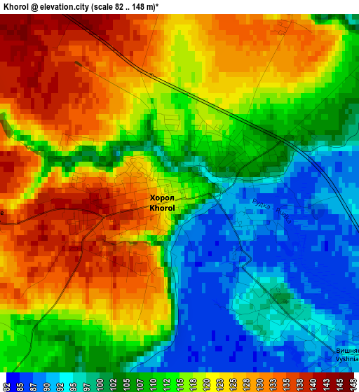 Khorol elevation map