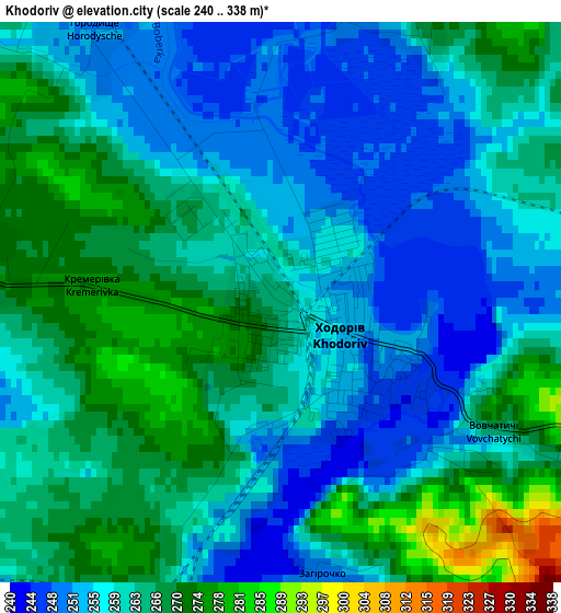 Khodoriv elevation map