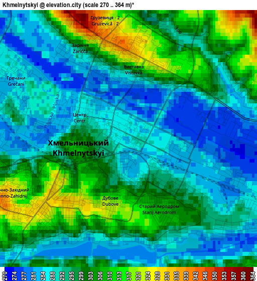 Khmelnytskyi elevation map