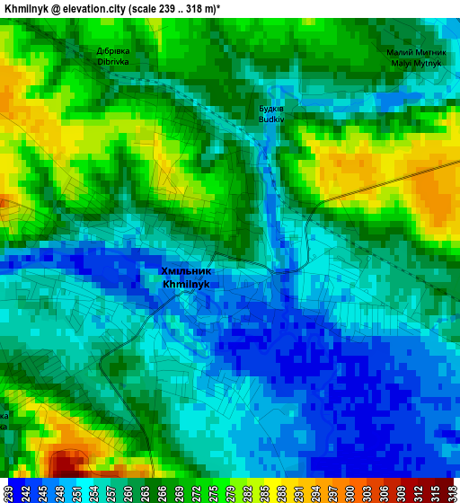 Khmilnyk elevation map