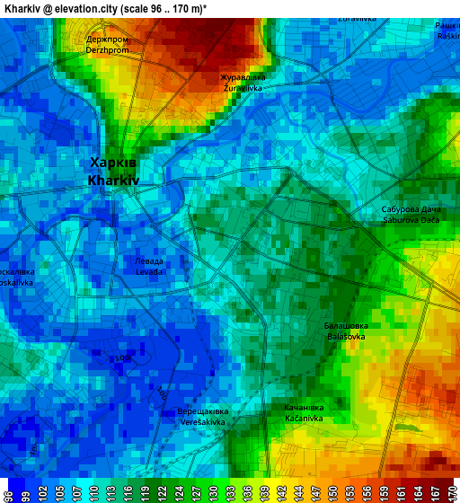 Kharkiv elevation map