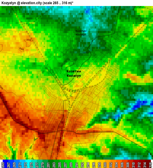 Kozyatyn elevation map