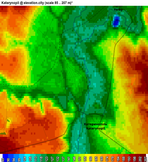 Katerynopil elevation map