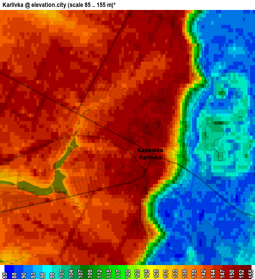 Karlivka elevation map