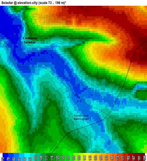 Soledar elevation map