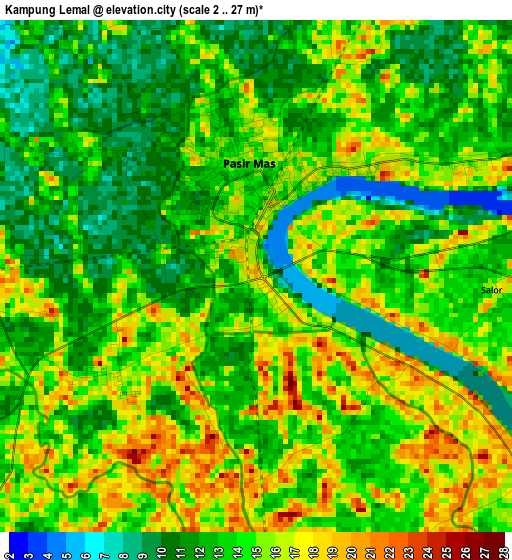 Kampung Lemal elevation map