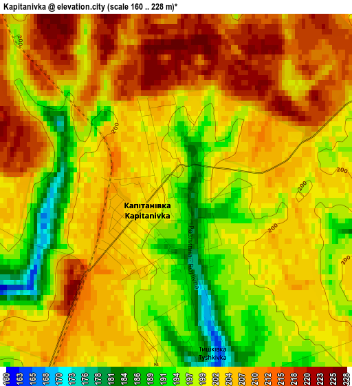 Kapitanivka elevation map