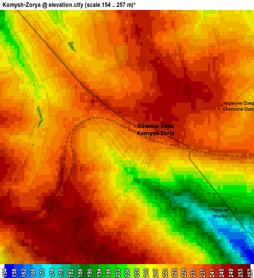 Komysh-Zorya elevation map