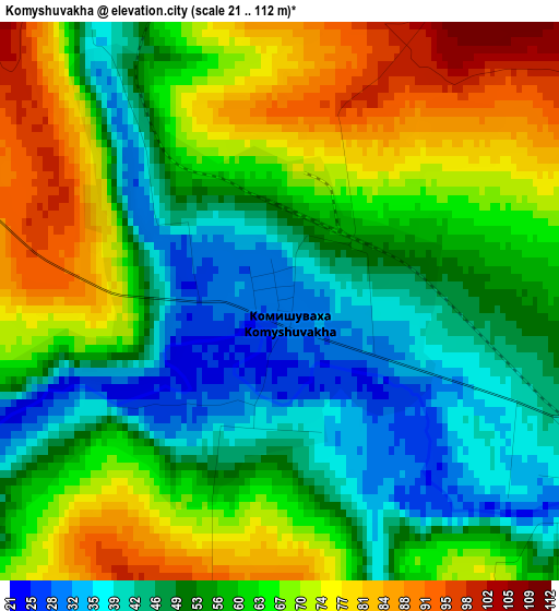 Komyshuvakha elevation map