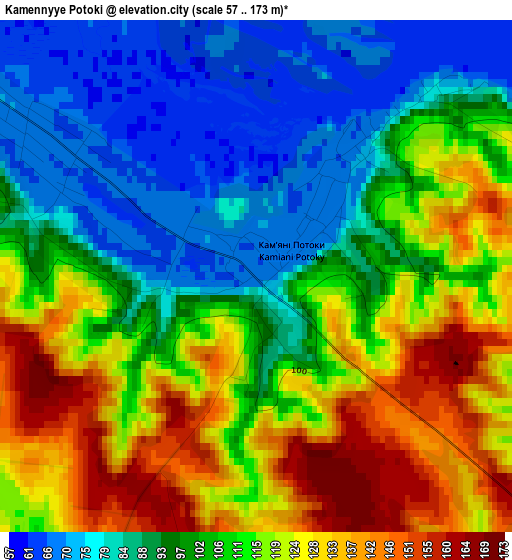 Kamennyye Potoki elevation map