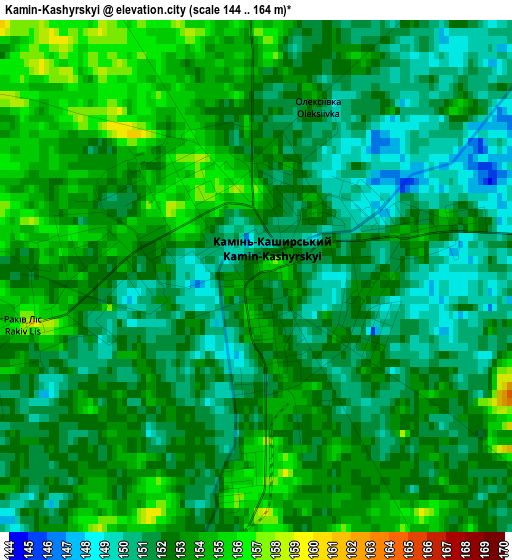 Kamin-Kashyrskyi elevation map