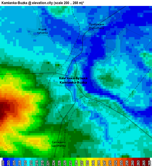 Kamianka-Buzka elevation map