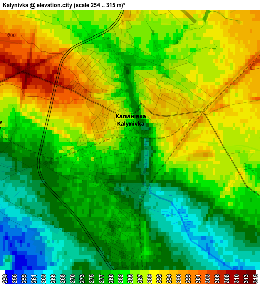 Kalynivka elevation map