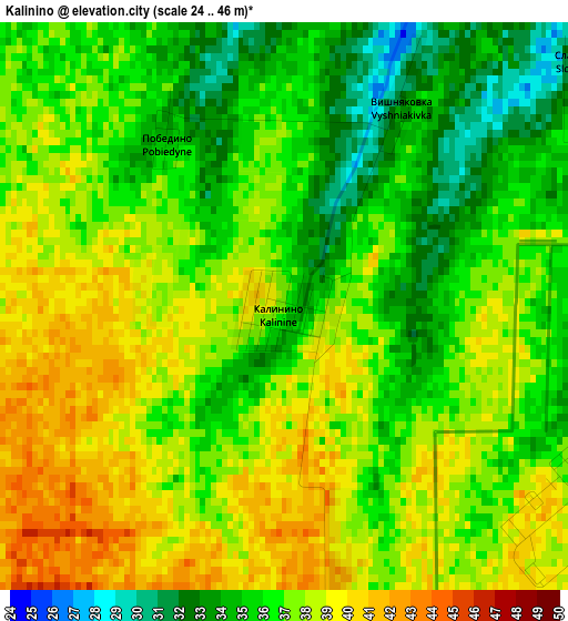 Kalinino elevation map