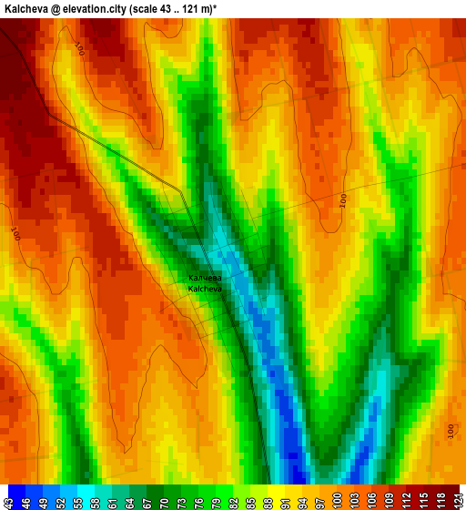 Kalcheva elevation map