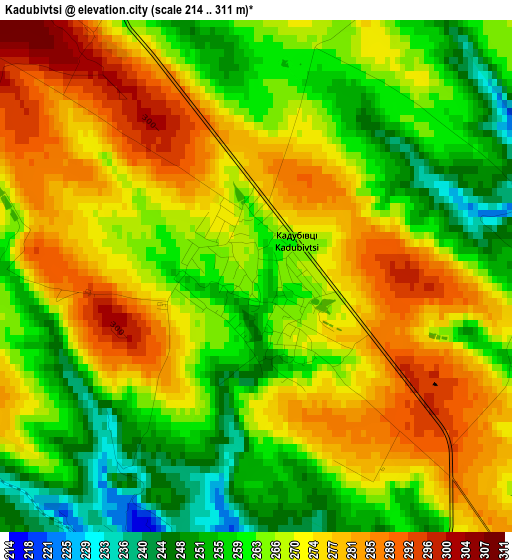 Kadubivtsi elevation map