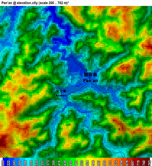 Pan’an elevation map