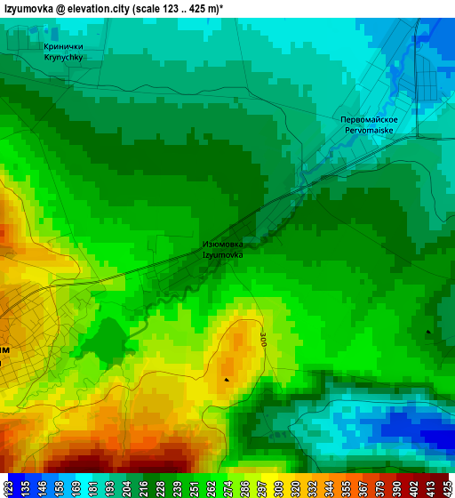 Izyumovka elevation map