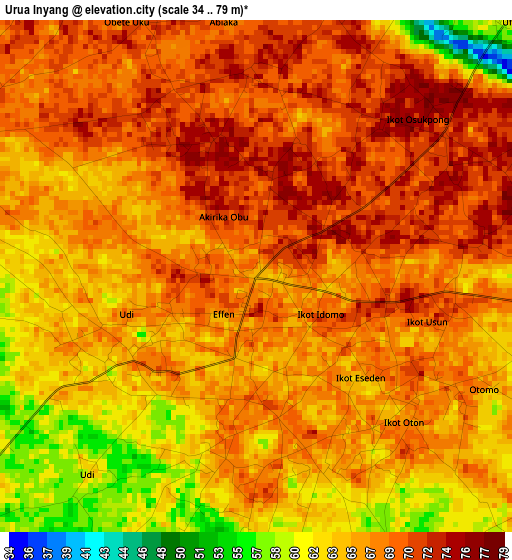 Urua Inyang elevation map