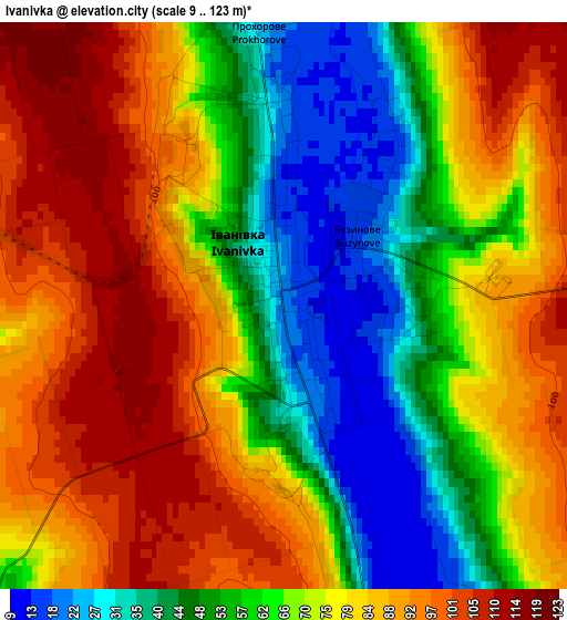 Ivanivka elevation map